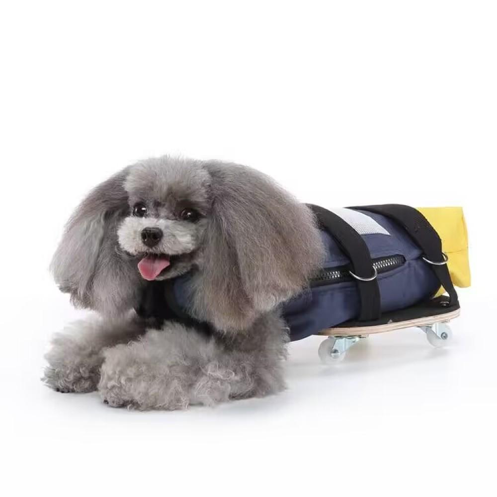 Pet Dog Tow Strap – Scooter Dog Lower Body Towing Bag, Walking Aid For Disabled Dogs With Limb Problems (S/M/L, Red/Blue, With Skateboard)