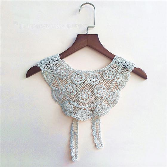 Европейский пасторальный женский накладной воротник с открытой вышивкой и цветочной кружевной шалью с короткими рукавами One Size абрикосовый