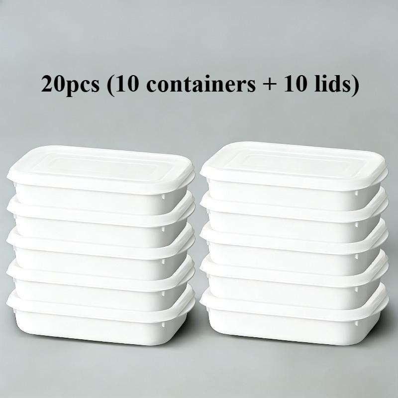 

20Pcs(10 Containers+10 Lids) 350ml Airtight Food Boxes, Reusable Fridge Organizers for Fruit, Veg & Meat