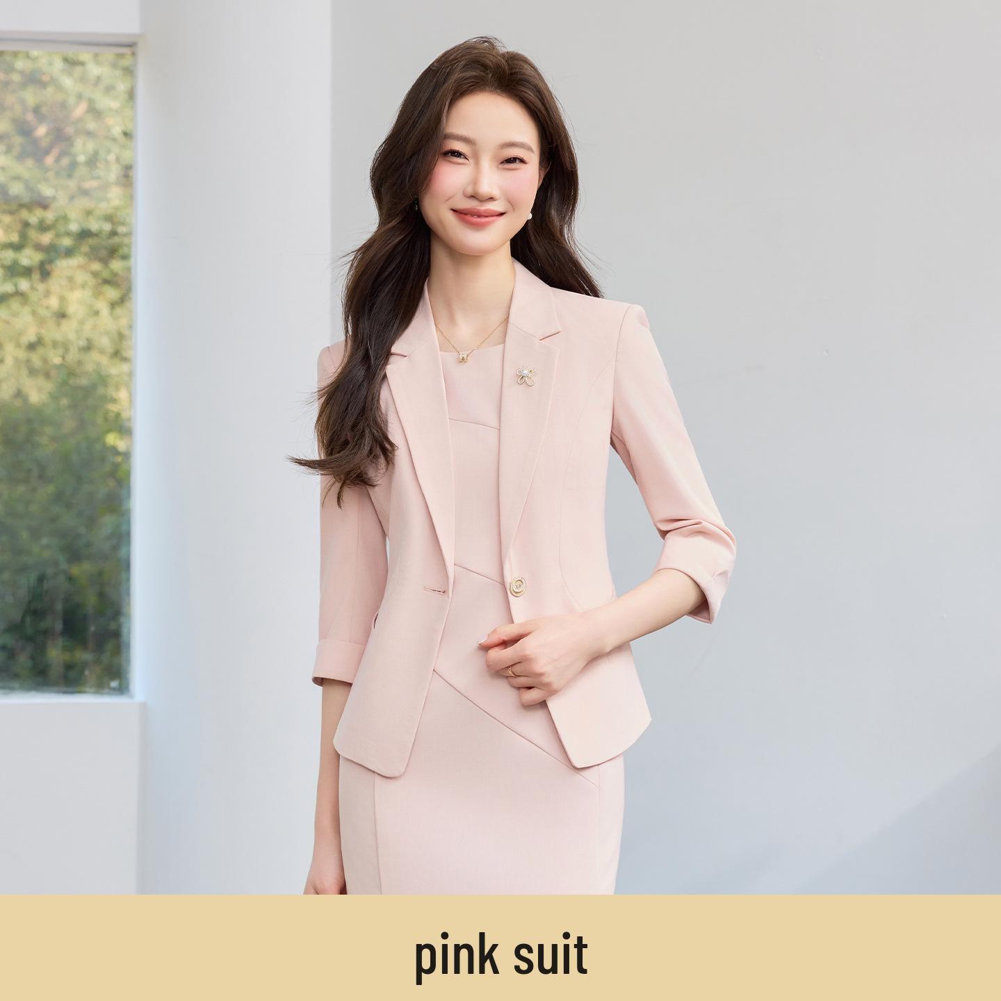 

Three-Quarter Sleeve Women s Two-Piece Suit Dress Set - Spring/Summer/Autumn Professional Wear 4XL