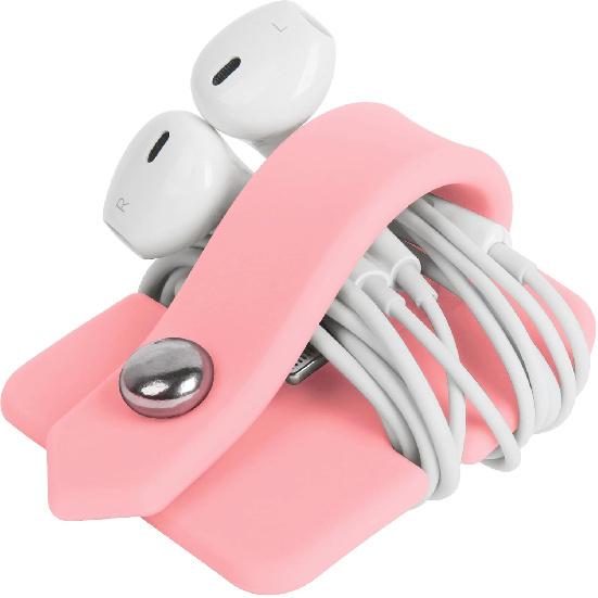 Silicone Earphone Organizer Earphone Wrap Winder Headphone Cord Organizer Wrap Winder Manager/Cable Winder(Pink, 1 Piece)