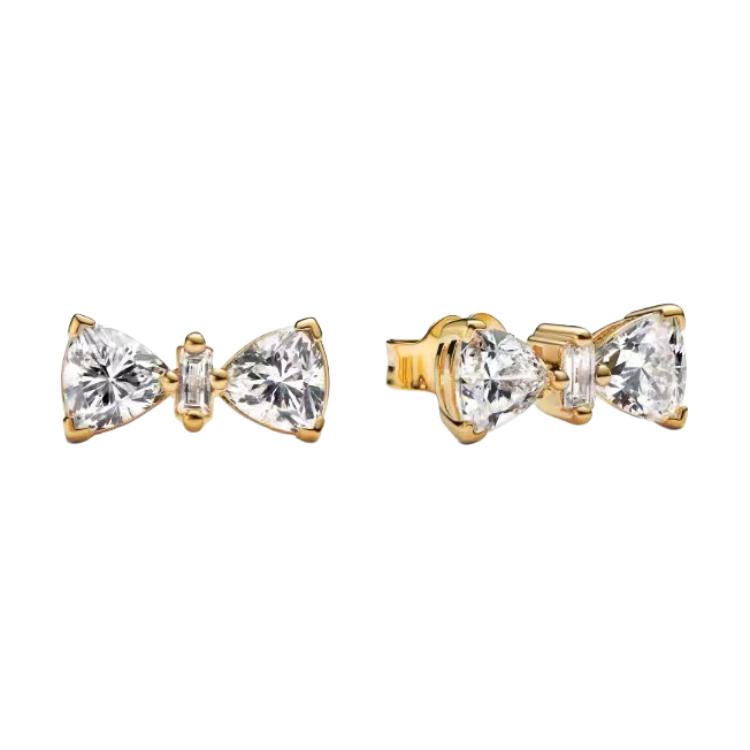 Pandora Butterfly Knot Pattern Lucky 925 Silver Earrings Women earrings Gold 263507C01 Shopping Bag