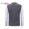 Cozy Up Maglione gilet da uomo in lana a coste lavorato a maglia con bottoni patchwork scollo a V moderno contemporaneo britannico da indossare tutti i giorni per uscire
