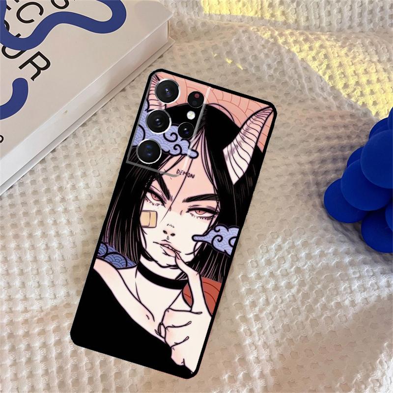 Aesthetic Devil Woman Bad Girl Phone Case For Samsung Galaxy S24 S25 Ultra S9 S10 S20 S22 S21 Plus S23 FE Portector Cover