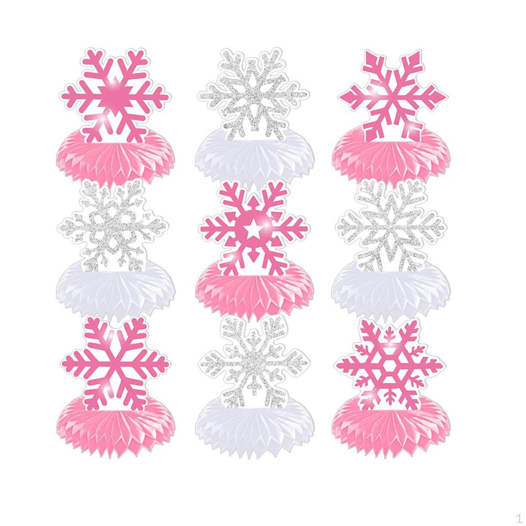 9 Pieces Snowflake Honeycomb Centerpieces Novelty Stable Theme Party Decorations for