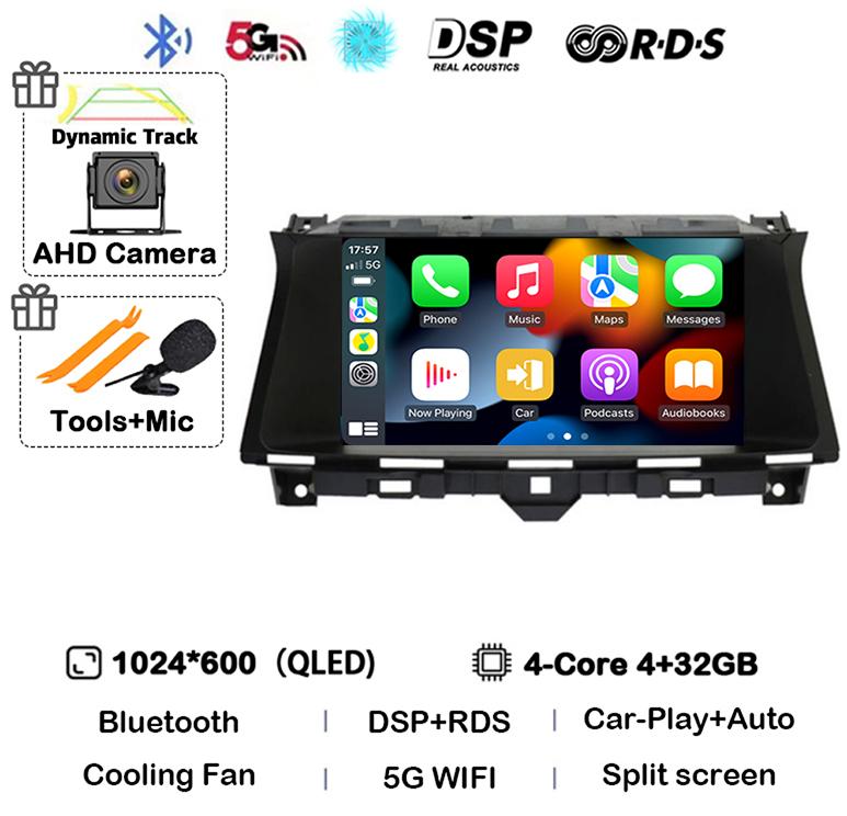 

Android 14 Carplay Auto Wifi+4G For Honda Accord 8 Europe Spirior 2009-2013 Car Radio Multimedia Player GPS Stereo Head Unit DSP