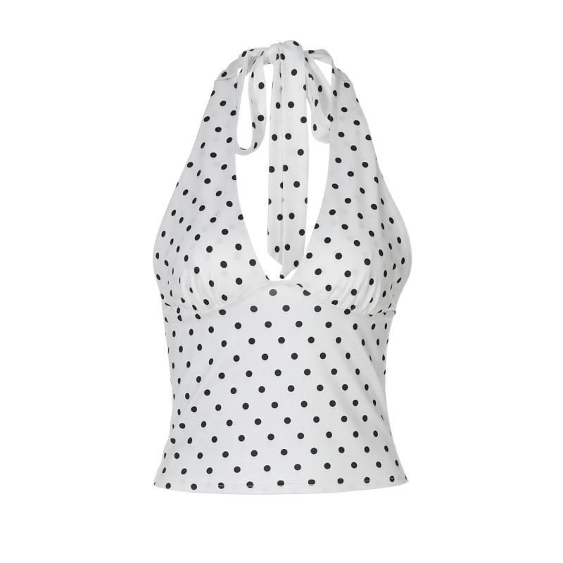 2025 Sommer Trendiges Damen Rückenfreies Neckholder Polka Dot Top