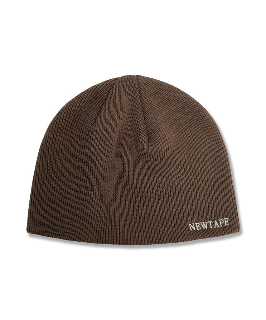 Nyuteib Oversized Lettering Cotton Short Beanie - Brown