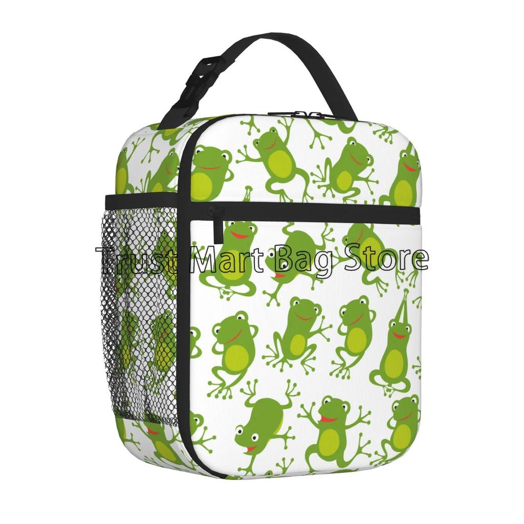 Cute Frog Lunch Bag for Women Boys Girls Portable Lunch Box Reusable Cooler Tote Bag for Office Work School Picnic Beach Travel