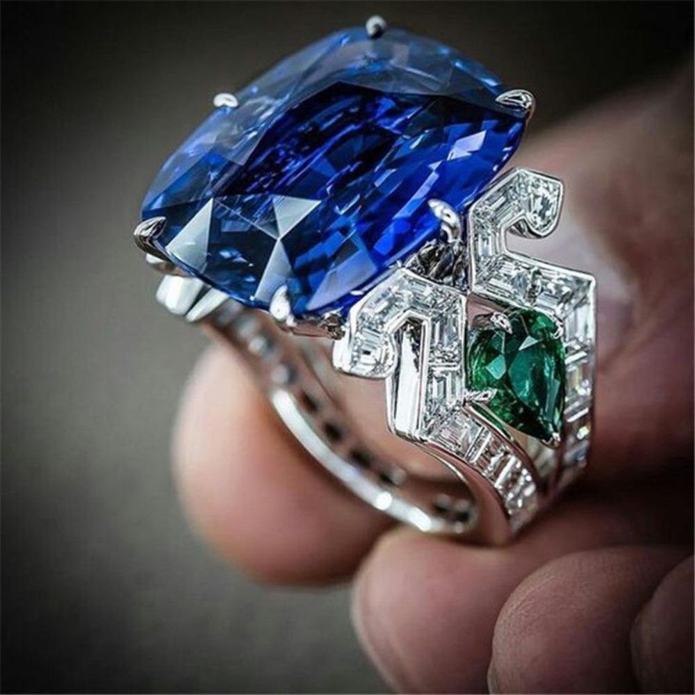 

Blue Topaz Oval Stone Ring for Women Elegant Emerald Green Pear Shaped Drop Ring Fashion Jewelry Gift no. 6 платиновый