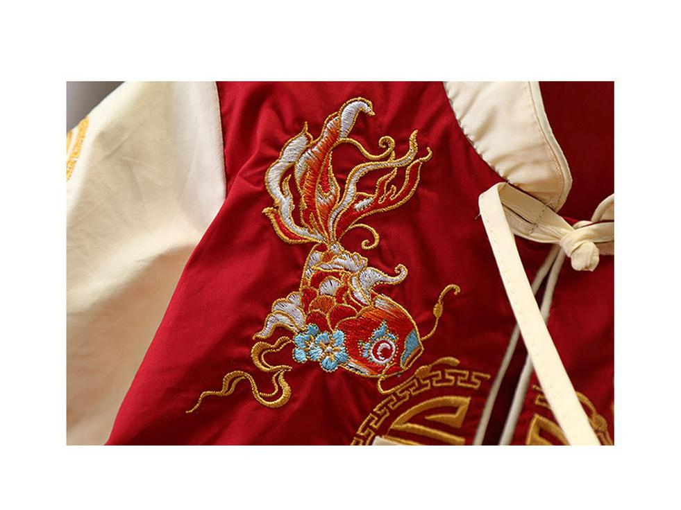 Chinese Style Summer Hanfu Set: Baby Boy's 1st Birthday Retro Short-Sleeved Tang Suit