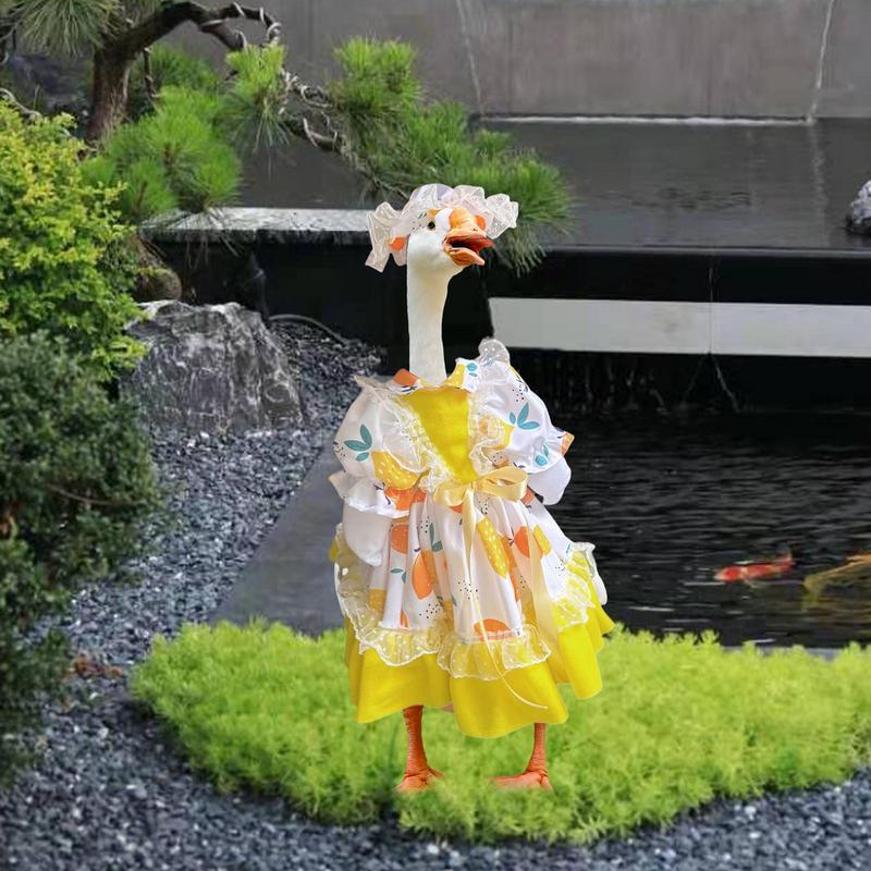 Spring Duck Outfit Colorful Yellow Dress Duck Clothes Weatherproof Terrace Art Reusable Yard Outdoor Decoration For Holiday