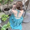 French Sexy Backless Plus-size Inner Strap Dress, Women's Summer Loose Long Skirt, Elegant Seaside A-line Skirt