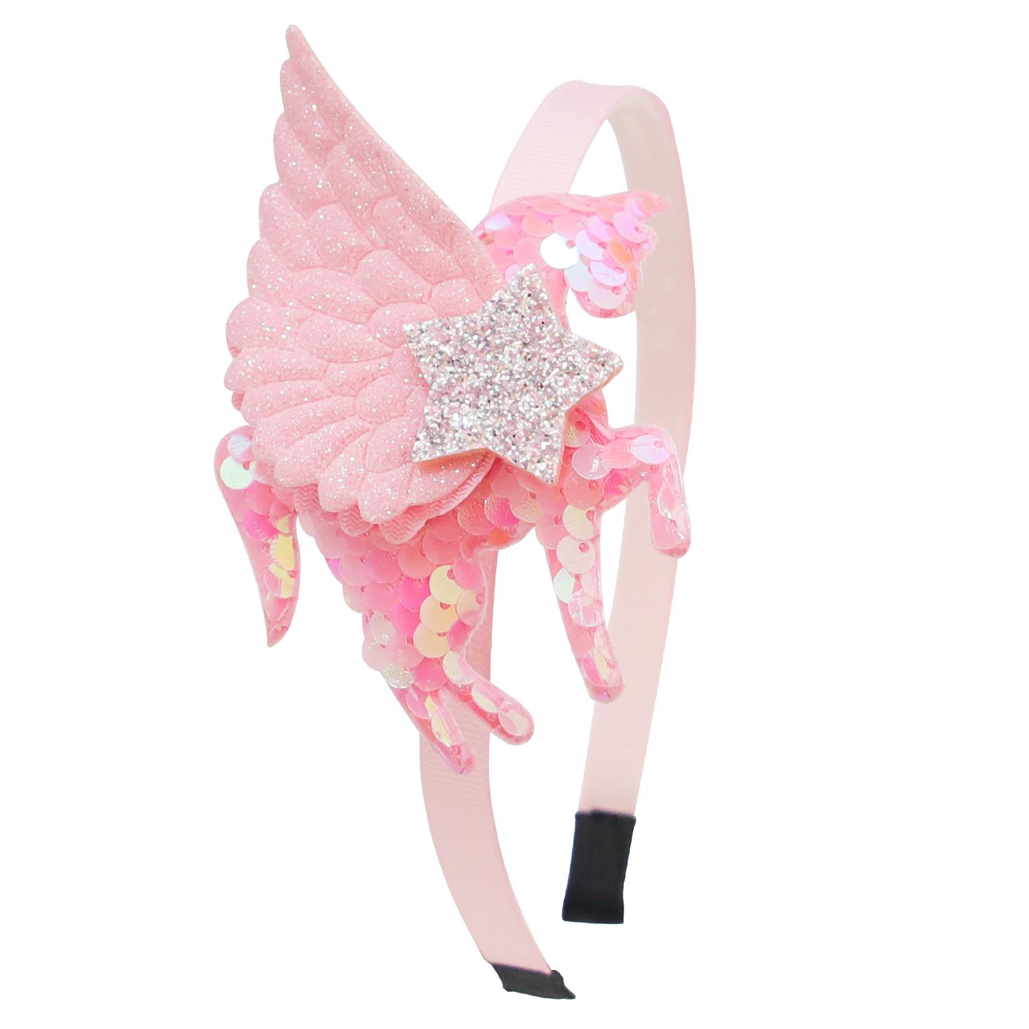 

Модные повязки на голову с единорогом для девочек, милые повязки на голову с единорогом с пайетками-крыльями, детские обручи для волос, детские аксессуары для волос для девочек