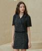 Bye Bye Seop [Set] Tweed Half Jacket + H-Line Mini Skirt Black