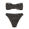 2Pcs/Set Summer Bikini Set Backless Bathing Soft Striped Print Women Swimwear Water