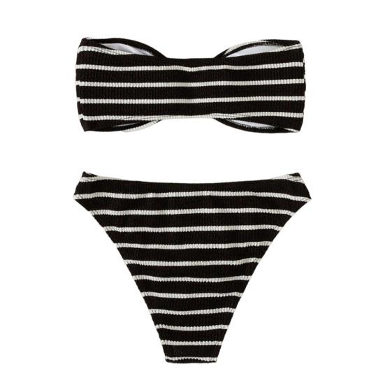 2Pcs/Set Summer Bikini Set Backless Bathing Soft Striped Print Women Swimwear Water
