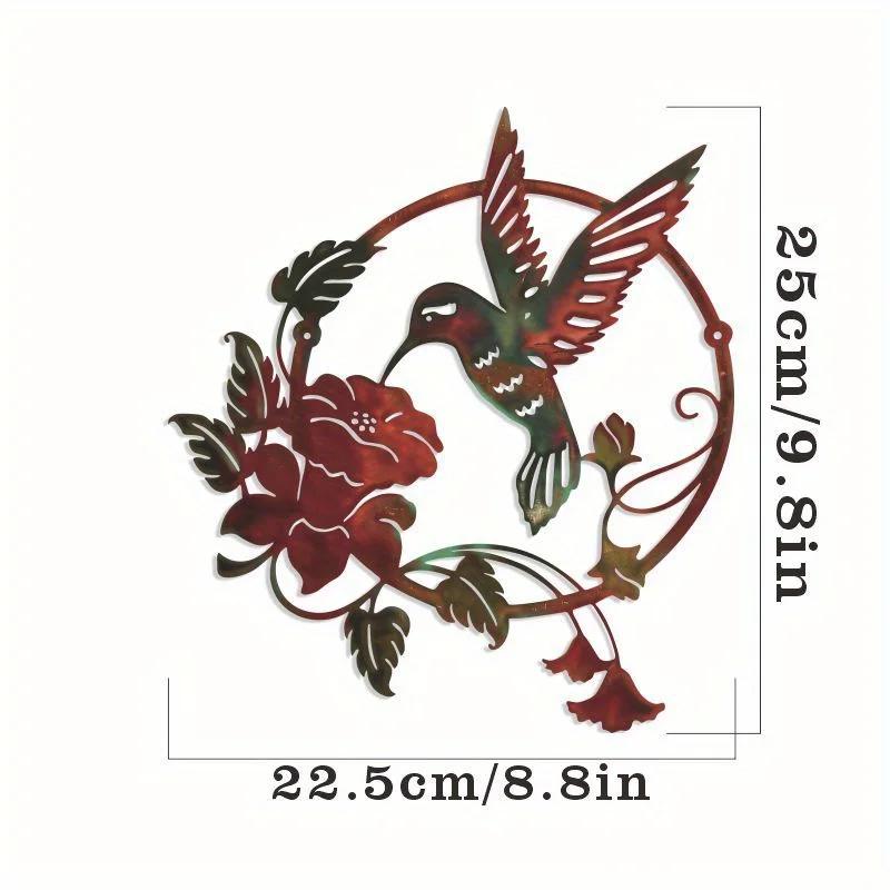 

Искусство украшения дома - Круглые металлические украшения в виде колибри | Стильные подвески для гостиной и дворика из кованого железа светло-серый