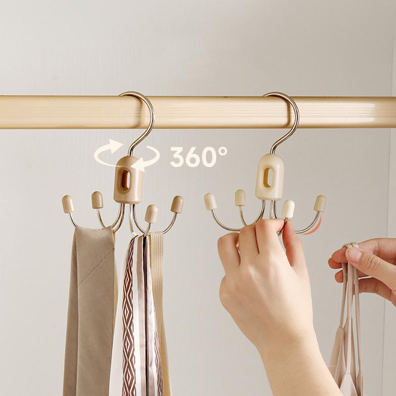Foldable Hook Underwear Sling Bag Hat Storage Artifact Multifunctional Home Wardrobe Rotating Metal Hook