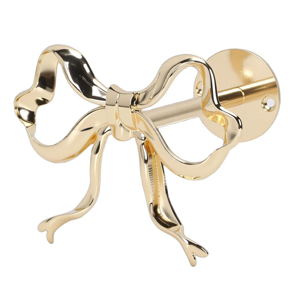 Bow Curtain Tiebacks Metal Wall Mounted Modern Decorative Bow Curtain Holdbacks for Living Room Bedroom Gold 2PCS
