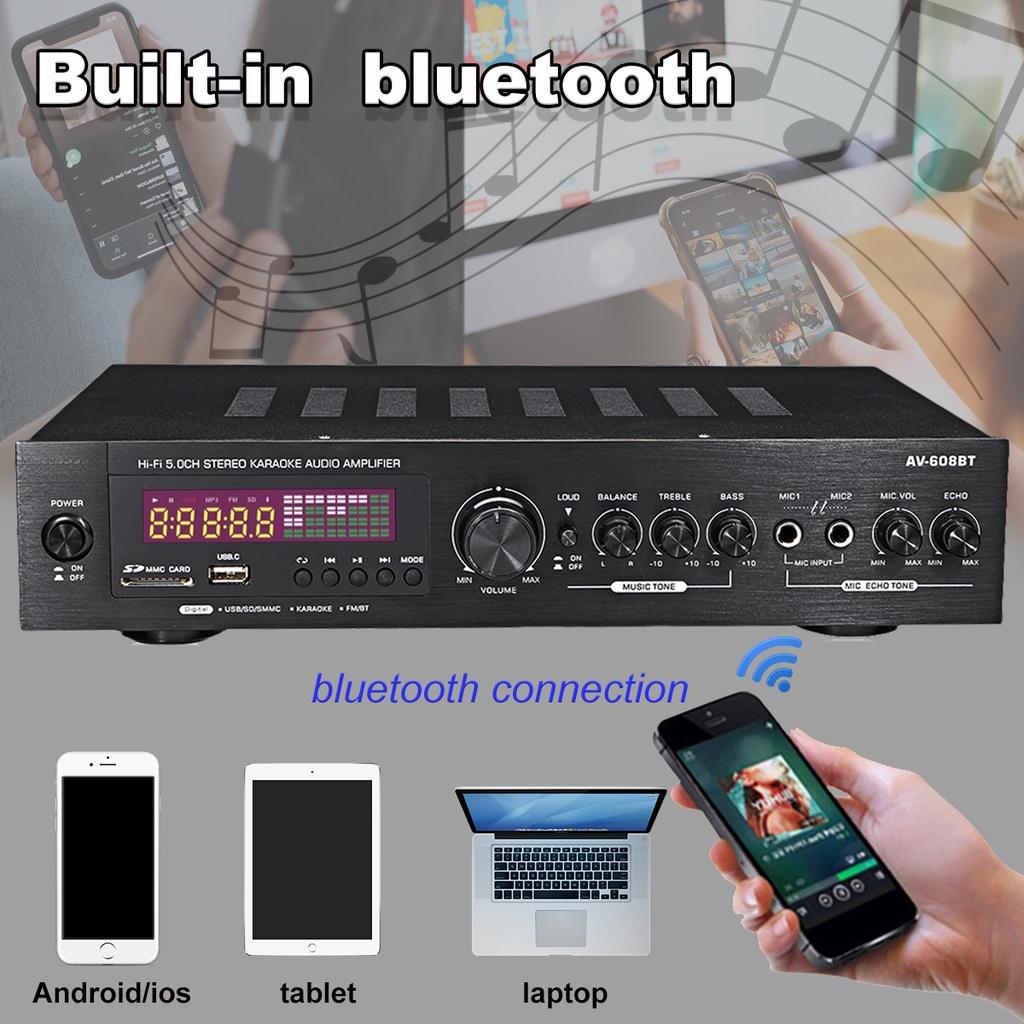 3000W Bluetooth5.0 Audio Power Amplifier Home Theater Amplificador Audio with Remote Control Support FM USB