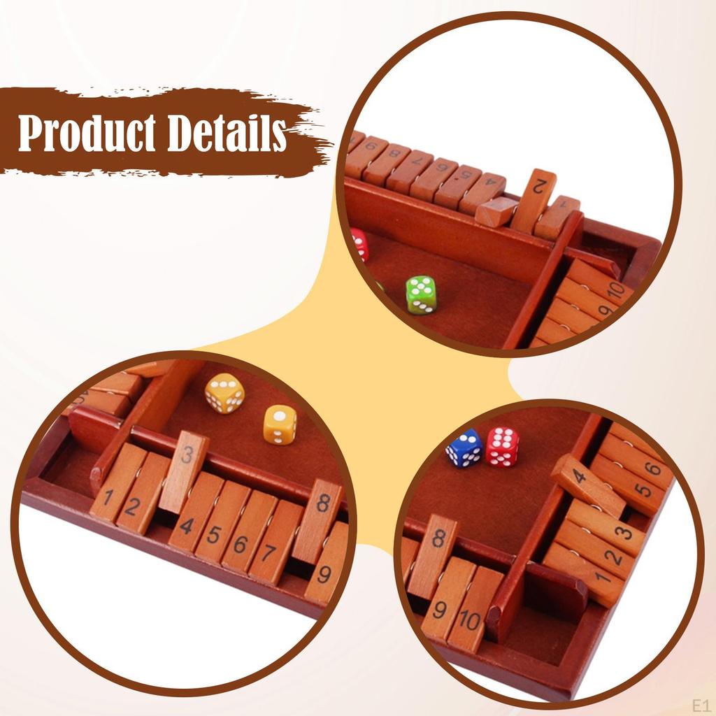 Shut The Game Number Learning with Dice Interactive Props, Wooden Board Table Math Toy for