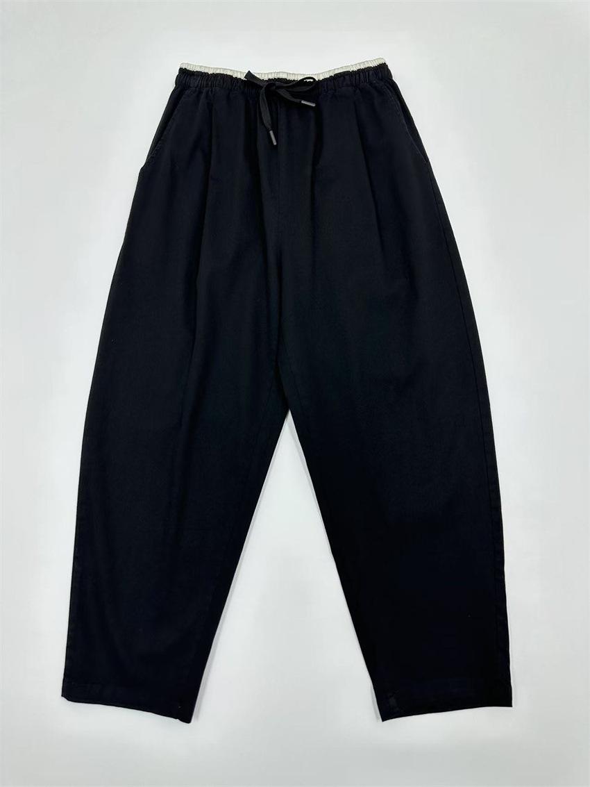 

Johnature Эластичные брюки кэжуал с высокой талией женские свободные, контрастных цветов, на все случаи жизни, брюки гаремы One Size чёрный