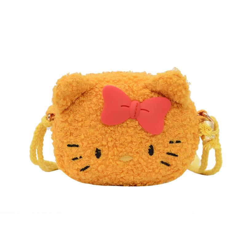 Hello Kitty Cartoon Plush Mini Crossbody Bag For Kids With Zipper Closure