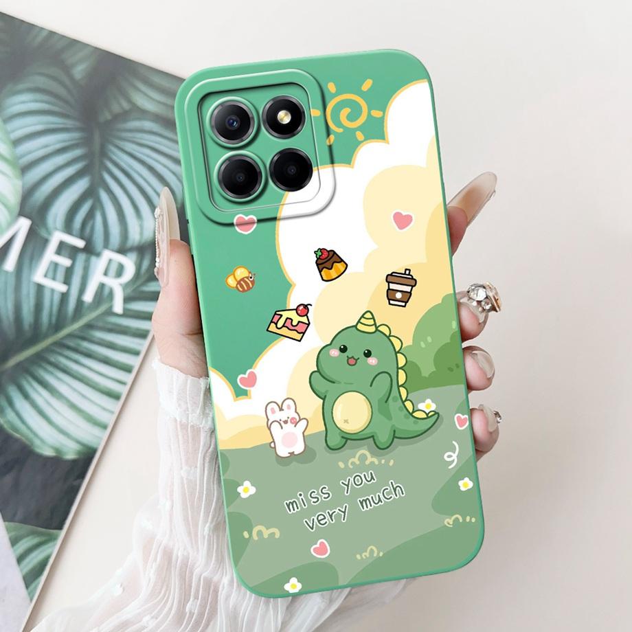 For Huawei Honor X8 4G 5G X8a X8b Phone Case Soft Liquid Silicone Bumper HonorX8 X 8 Anti-knock Cute Panda Astronaut Cover Capa