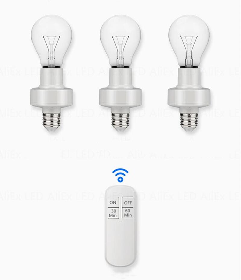 Smart Switch Wireless Remote Control E27 110V-240V Timer LED Lamp Holder Socket ON/OFF 15M Range Smart Device AA Battery Powered