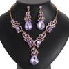 Vintage Statement Necklace Earrings Set Alloy Plated Jewelry Evening Party Wedding