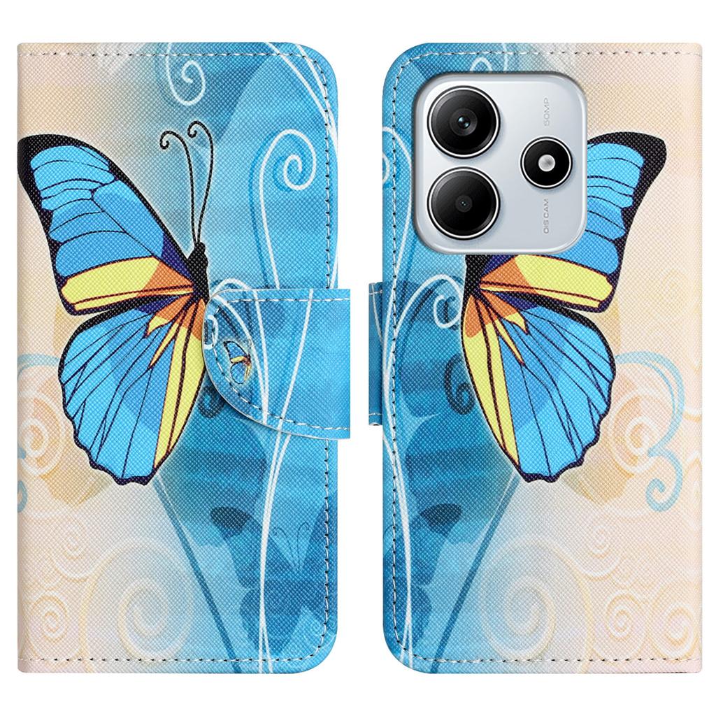 For Xiaomi Redmi Note 14 4G (164.84x78.15x8.16mm) Case Pattern Printing Cross Texture Leather Phone Cover