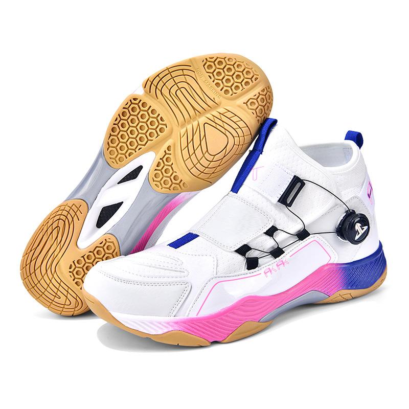 Factory Supply Rotating Button Carbon Board Badminton Shoes Men's and Women's Ultra Light Fourth Generation Summer Breathable Shoes