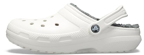 CROCS Classic Lined Clog Sandals, White/Gray, 26cm