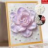 Handmade Framed Pearl Bead Painting Kit Elegant Pastel Camellia Flower 3D Shiny Canvas Art Ready to Display Home Decor Birthday Gift Idea