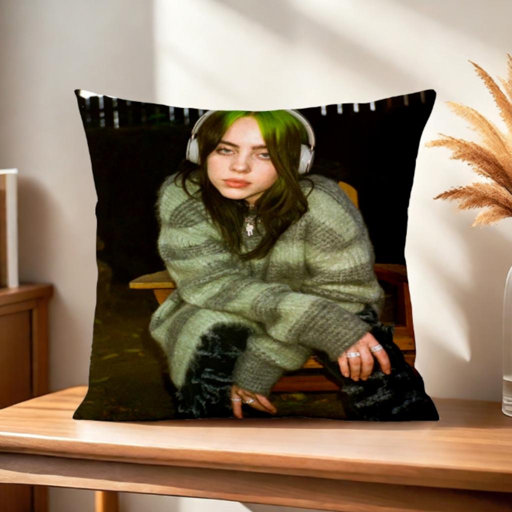 B-Billie Eilish Anime Stil Kissenbezug 45X45cm Sofa Bett Kissenhülle Für Schlafzimmer Auto Büro Sofa Mode Perfektes Fan Geschenk