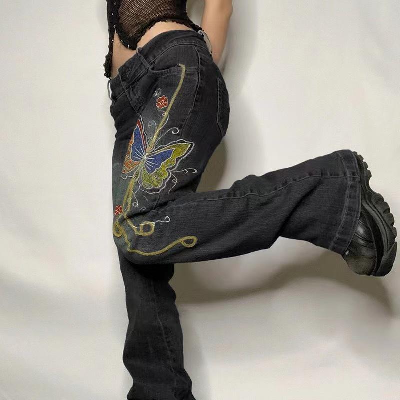 Retro Butterfly Print Denim New 