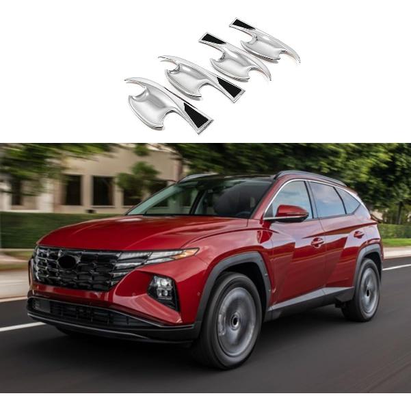 Car Accessories Fit for Hyundai Tucson 2025 2024 2023 2022 Exterior Door Handle Bowl Cover Trims (Chrome) 4PCS ABS