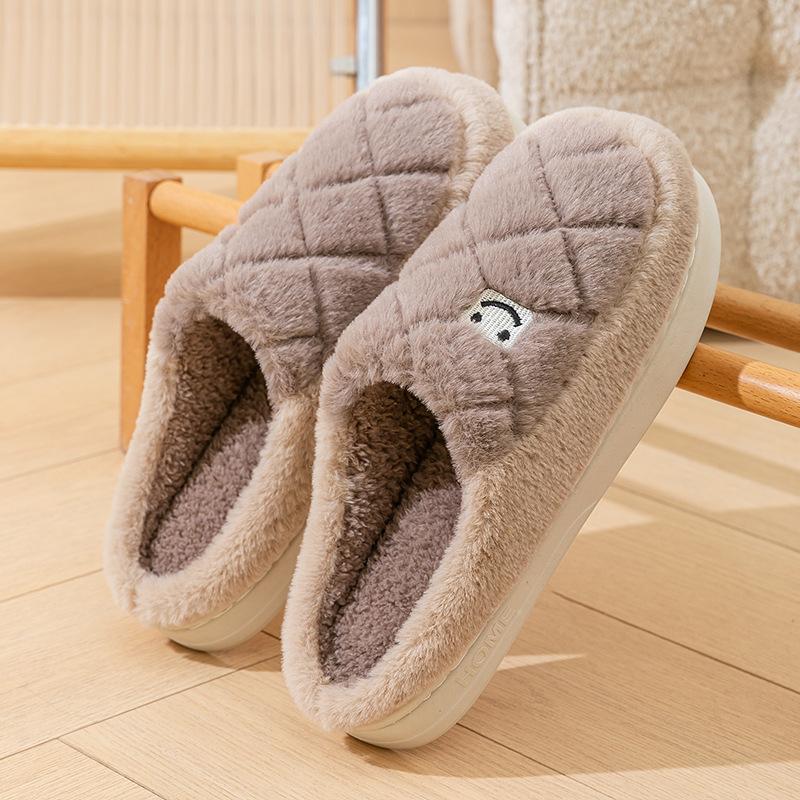 Baotou cotton slippers women's warm cotton shoes 2025 winter new home fleece non-slip cotton drag couple hair slippers