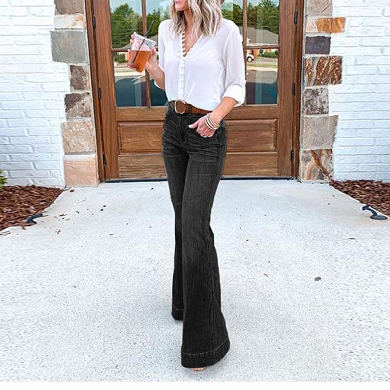 

Свободные эластичные джинсы узкого кроя с широкими штанинами 4XL чёрный