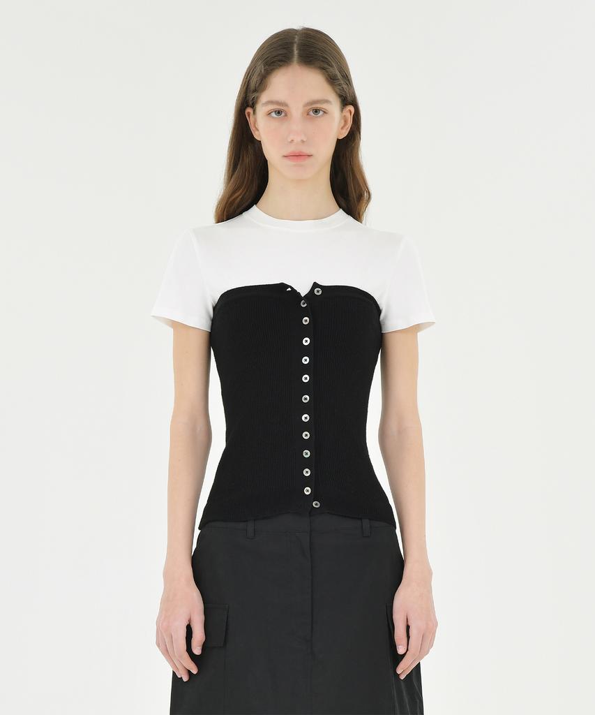 Beulaunyadeu W Button Knit Bustier, Black