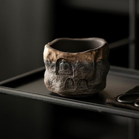 Manual Retro Gold-plated Iron Glaze Dunhuang Cup Tea Cup Master Cup Ancient Early-fired Handmade Ceramics Tea Cup Kung Fu Tea
