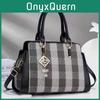 Stylish Checkered Handbag For Women High-end Color Block Design Chic Shoulder Bag