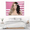 Melanie Martinez American Flag Tapestry Wall Hanging Pink White Stripes Stars Design Gift for Fans Decor for Living Room Office