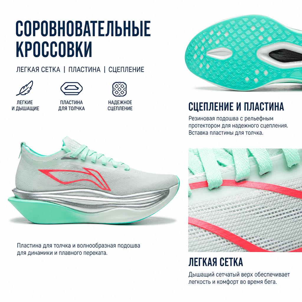 Li Ning Feidian 6 Elite Cushioning Running Shoes Unisex Running Shoes Ice-Blue ARMW001-34