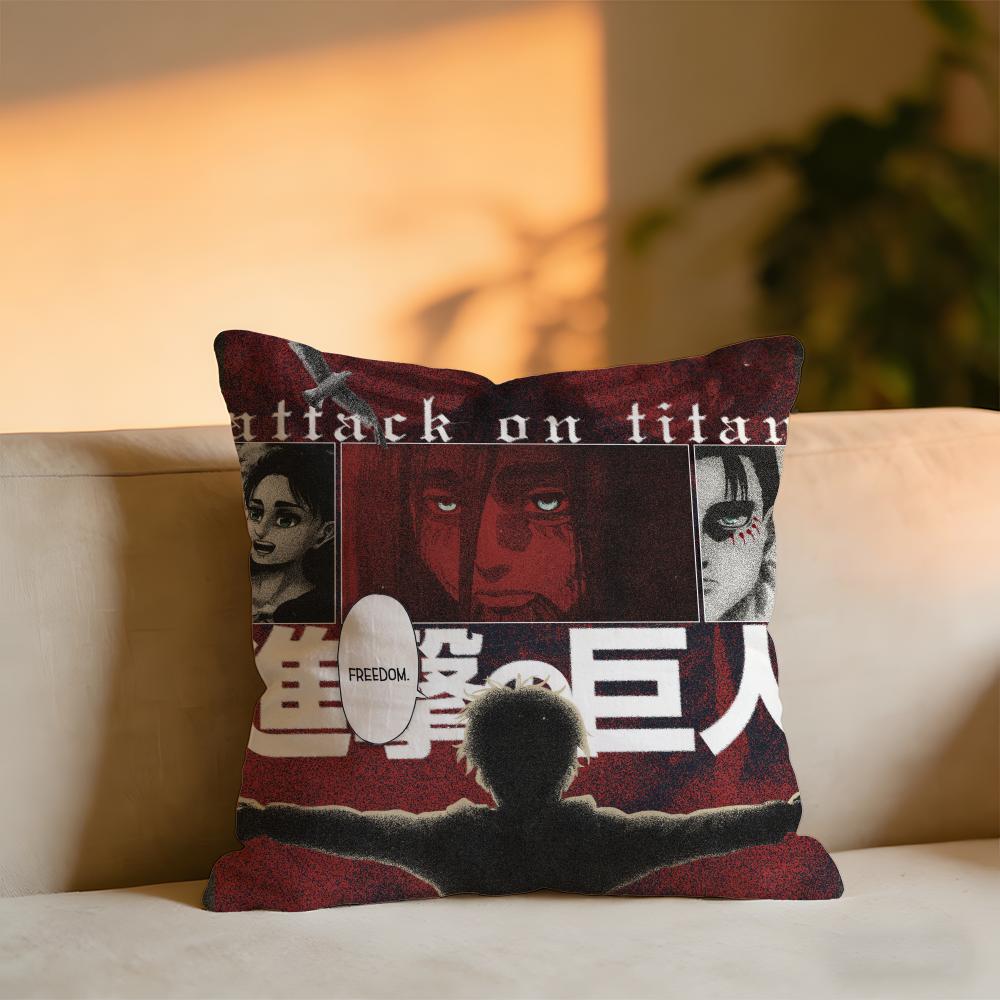 Attack on Titan Kissenbezug Gemütliches Samt-Kissen Weiches Warmes Kissen für Sofa Bett