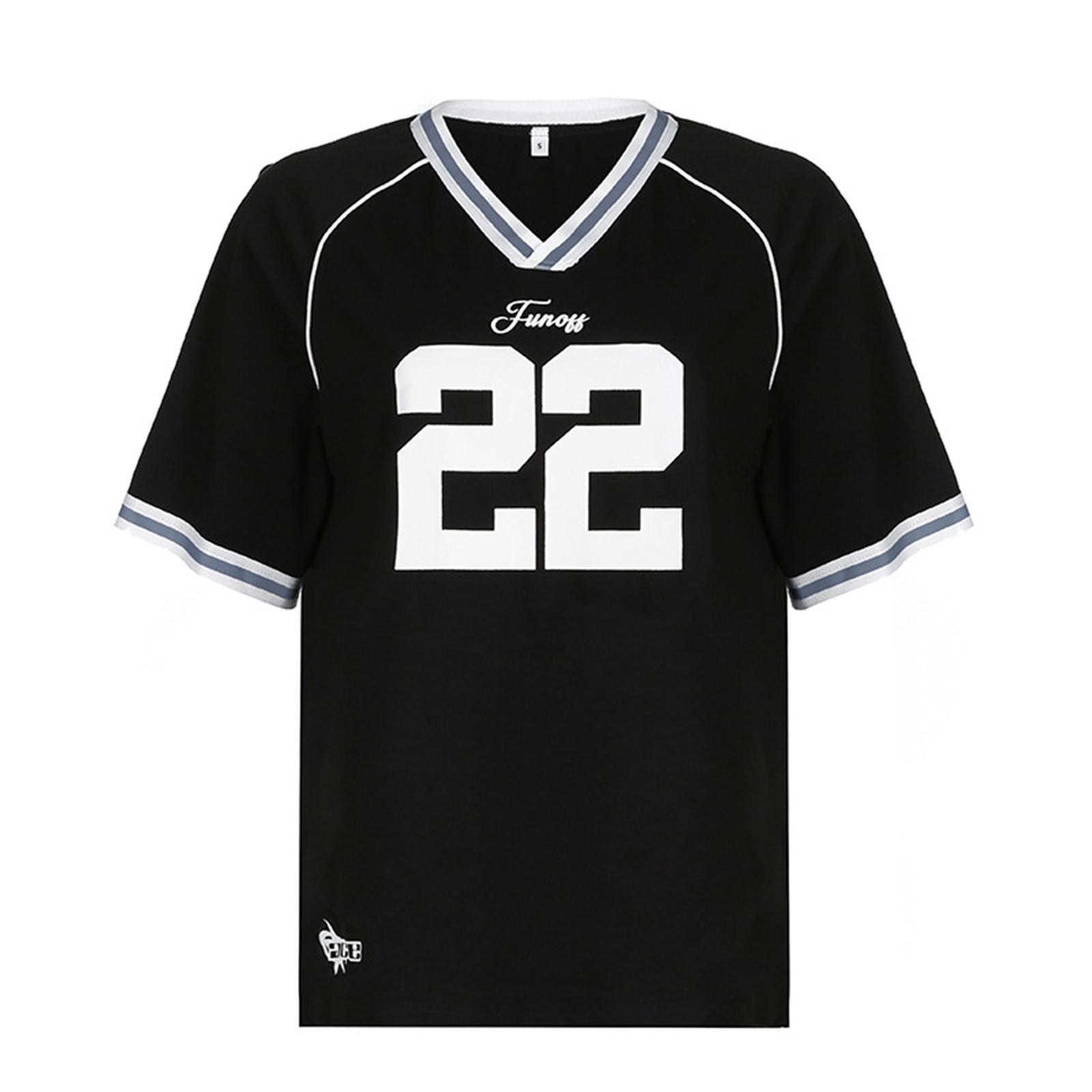 

Футболка свободного кроя с V-образным вырезом и короткими рукавами в уличном стиле унисекс с цифровым принтом M чёрный