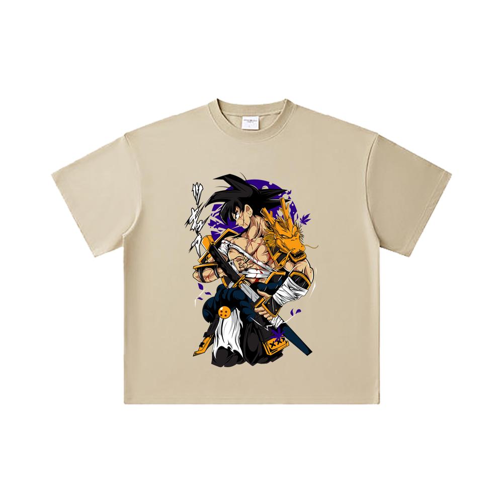 260 GSM Double Yarn 32 Count 100% Cotton Dragon Ball V68 Goku Samurai Print Unisex Heavy Cotton T Shirt