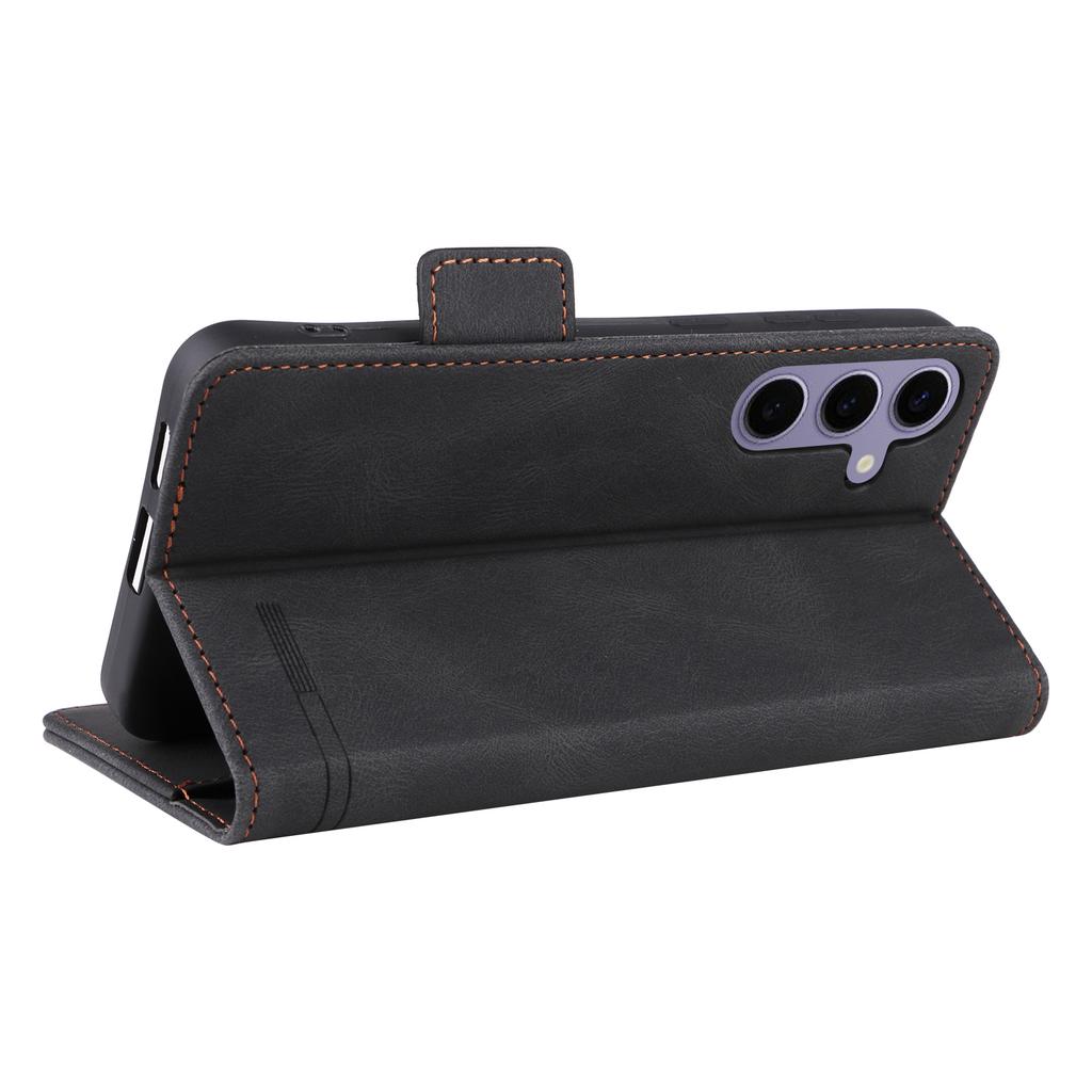 For Samsung Galaxy S25 Case Leather Wallet Flip Phone Cover with Hardware Decor