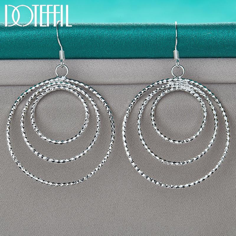 Charming Circle Pendant Earrings Gift Silver Fashion Jewelry